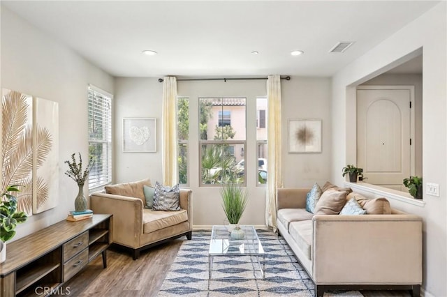 114 Desert Lotus, Irvine, CA 92618 - living room with wood finished floors, recessed lighting, and baseboards