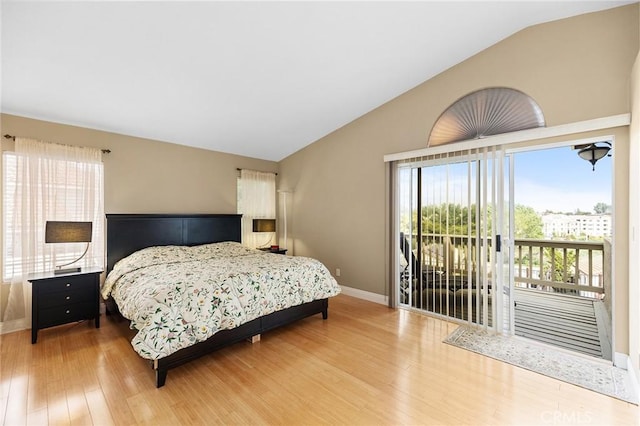 40678 Alondra Dr, Murrieta, CA 92562 - bedroom with lofted ceiling, access to outside, wood finished floors, and baseboards