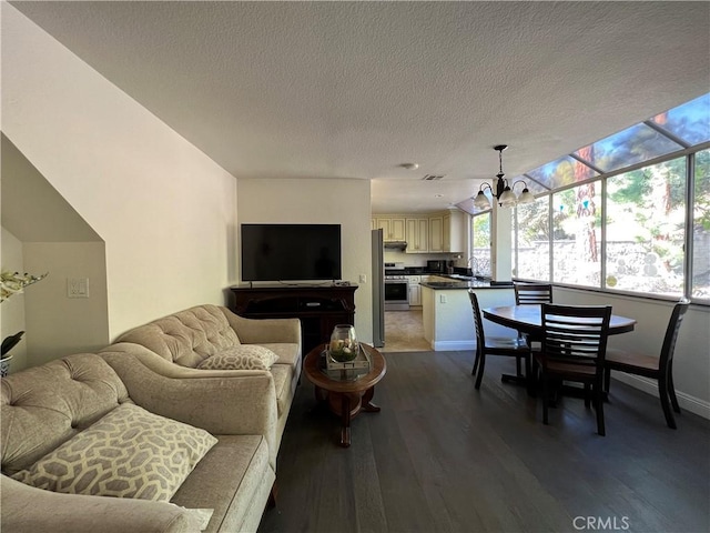 21265 E Fort Bowie Dr, Walnut, CA 91789 - living area featuring light wood finished floors, a textured ceiling, a chandelier, and baseboards