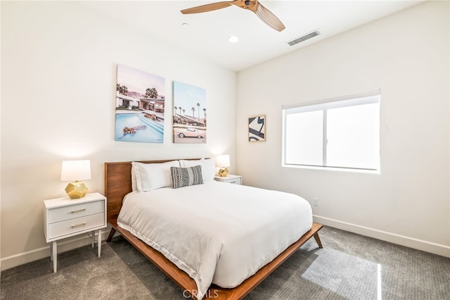 52300 Avenida Velasco Ln, Quinta, CA 92253 - bedroom with baseboards, carpet floors, ceiling fan, and recessed lighting