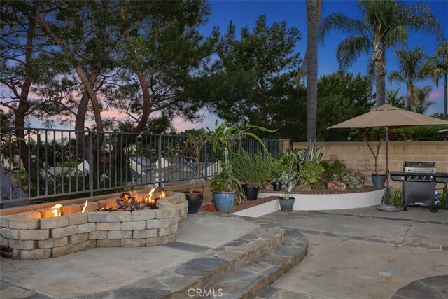 21321 Spruce, Mission Viejo, CA 92692 - view of patio featuring an outdoor fire pit and area for grilling
