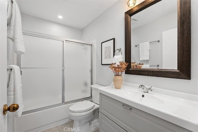 21321 Spruce, Mission Viejo, CA 92692 - full bathroom with vanity, enclosed tub / shower combo, and tile patterned floors