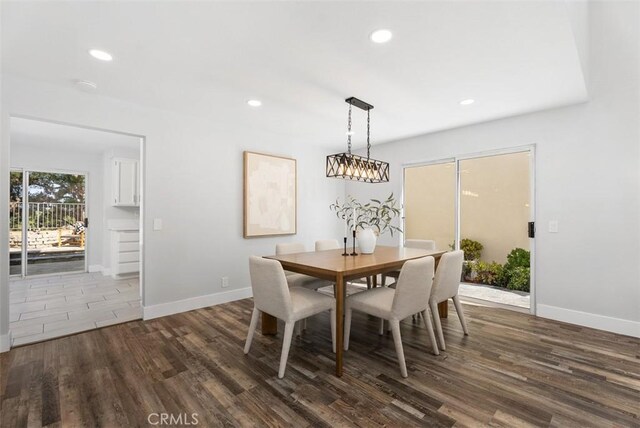 21321 Spruce, Mission Viejo, CA 92692 - dining space with dark wood finished floors and recessed lighting