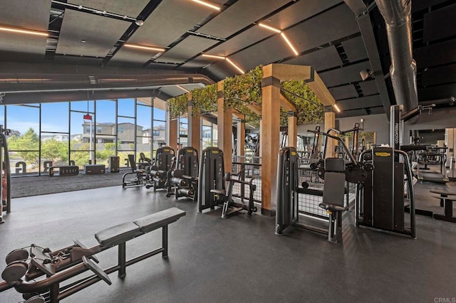 7902 Belluno Way, San Diego, CA 92126 - workout area featuring vaulted ceiling