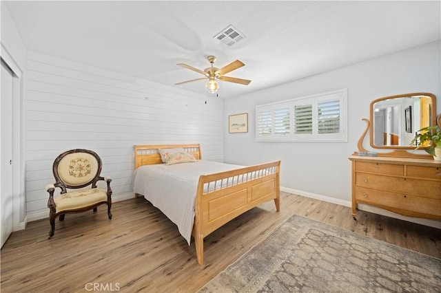 43220 51st St W, Quartz Hill, CA 93536 - bedroom featuring light wood finished floors, baseboards, and a ceiling fan
