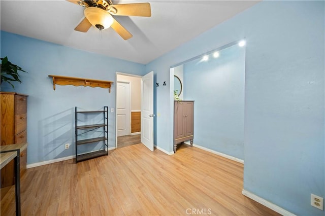 43220 51st St W, Quartz Hill, CA 93536 - unfurnished bedroom featuring light wood-style floors, baseboards, and ceiling fan