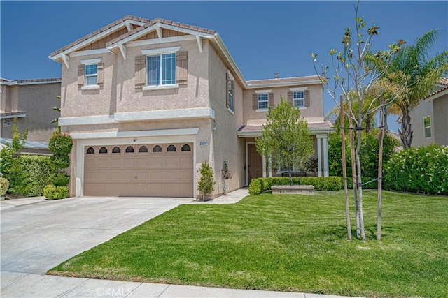 28217 Alton Way, Castaic, CA 91384 - view of front of property featuring an attached garage, stucco siding, driveway, and a front yard