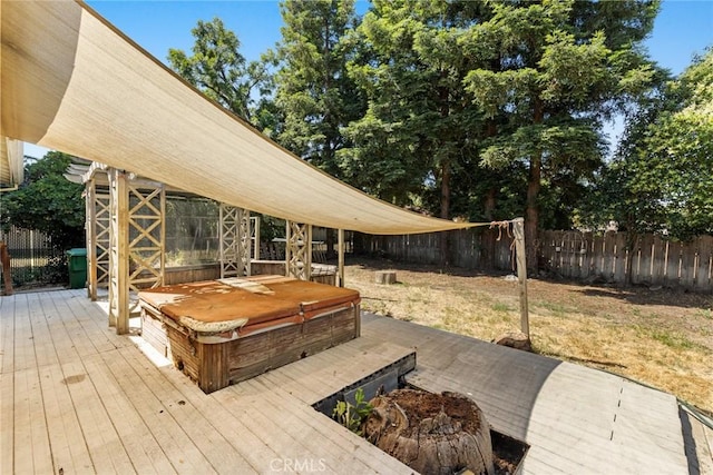 2631 San Jose St, Chico, CA 95973 - deck featuring a covered hot tub and a fenced backyard