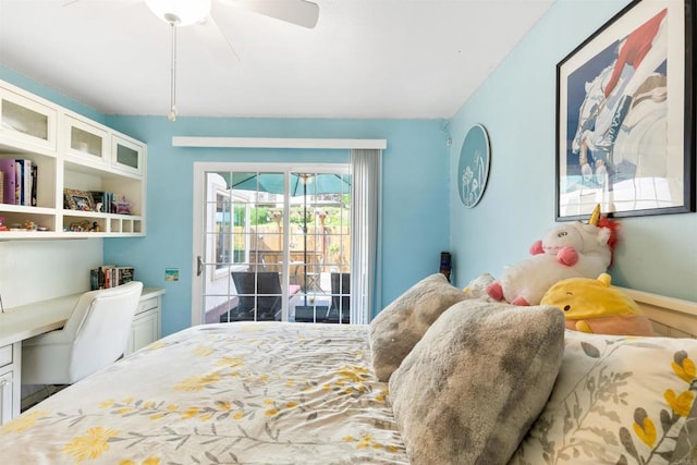 6544 Camino Del Parque, Carlsbad, CA 92011 - bedroom featuring access to outside, a ceiling fan, and a desk