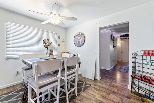 2192 Beverly Ave, Clovis, CA 93611 - dining area featuring ceiling fan, baseboards, and wood finished floors
