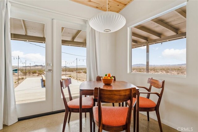 79124 Valle Vista Rd Unit 29, Palms, CA 92277 - dining room featuring baseboards and wood ceiling