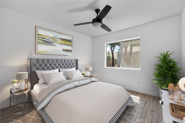 23478 Cambridge Rd Unit 296, Yorba Linda, CA 92887 - bedroom with wood finished floors, baseboards, and ceiling fan