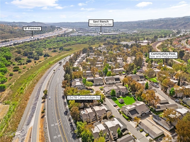23478 Cambridge Rd Unit 296, Yorba Linda, CA 92887 - aerial overview of property's location featuring a highway and nearby suburban area