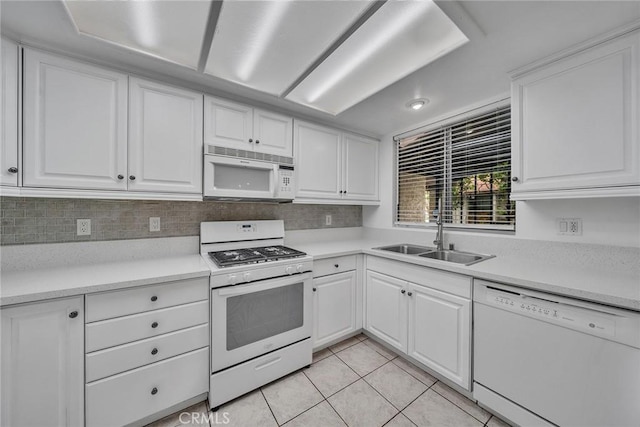 901 Golden Springs Dr Unit D13, Diamond Bar, CA 91765 - kitchen with white appliances, a sink, white cabinets, and light tile patterned floors