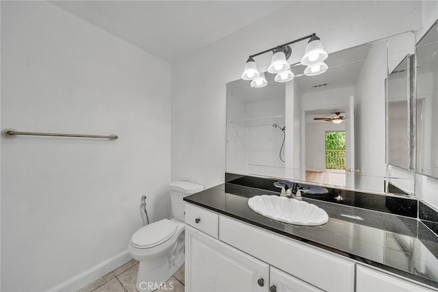 901 Golden Springs Dr Unit D13, Diamond Bar, CA 91765 - bathroom with toilet, vanity, tile patterned floors, a shower, and baseboards