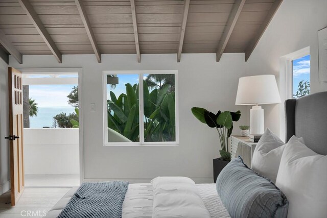 10 Camel Pt, Laguna Beach, CA 92651 - bedroom featuring wood ceiling and a water view