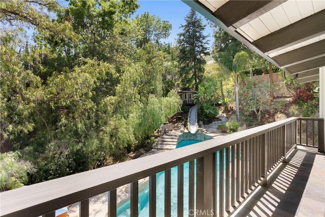 1761 Lemon Ter, North Tustin, CA 92705 - balcony with view of pool area and view of scattered trees