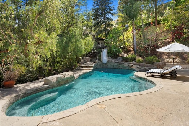 1761 Lemon Ter, North Tustin, CA 92705 - swimming pool with a water slide and a patio area