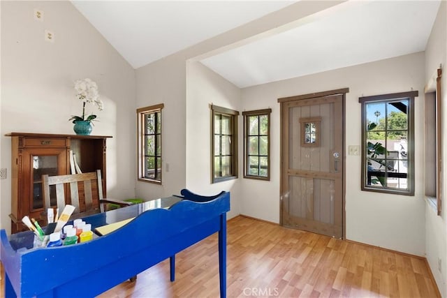 1761 Lemon Ter, North Tustin, CA 92705 - foyer featuring light wood finished floors and vaulted ceiling