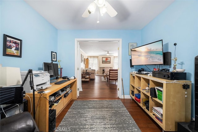 4435 Via Del Prado, Yorba Linda, CA 92886 - office area featuring ceiling fan and wood finished floors