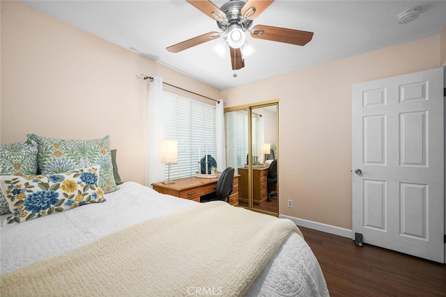 4435 Via Del Prado, Yorba Linda, CA 92886 - bedroom featuring dark wood-type flooring, a closet, and ceiling fan