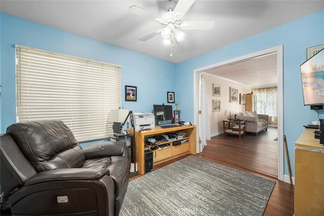 4435 Via Del Prado, Yorba Linda, CA 92886 - office area with a ceiling fan and wood finished floors