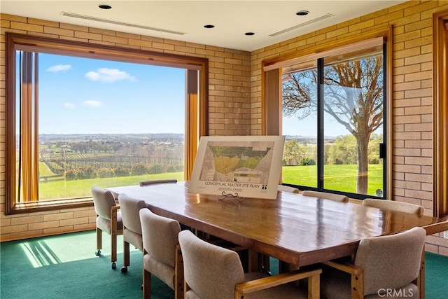 5010 Gate 4 Rd, Paso Robles, CA 93446 - carpeted dining room featuring brick wall