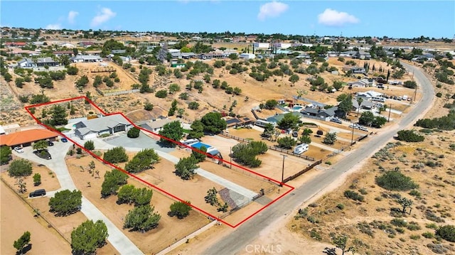 6786 Middleton Ave, Hesperia, CA 92345 - aerial view of property's location featuring property parcel outlined and a desert landscape