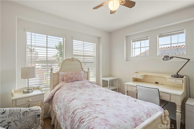 26974 Colonial Ln, Valencia, CA 91355 - bedroom with ceiling fan and wood finished floors