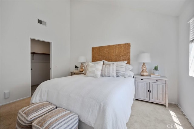 25839 Cypress St Unit B, Lomita, CA 90717 - bedroom featuring light colored carpet, multiple windows, baseboards, and a high ceiling
