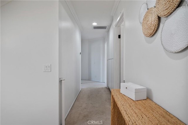 25839 Cypress St Unit B, Lomita, CA 90717 - hall with carpet flooring, crown molding, and recessed lighting