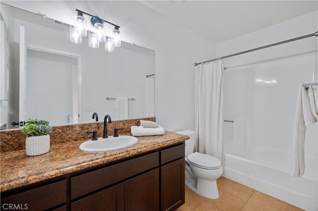 25839 Cypress St Unit B, Lomita, CA 90717 - full bathroom featuring vanity, tile patterned flooring, toilet, and shower / bath combo with shower curtain