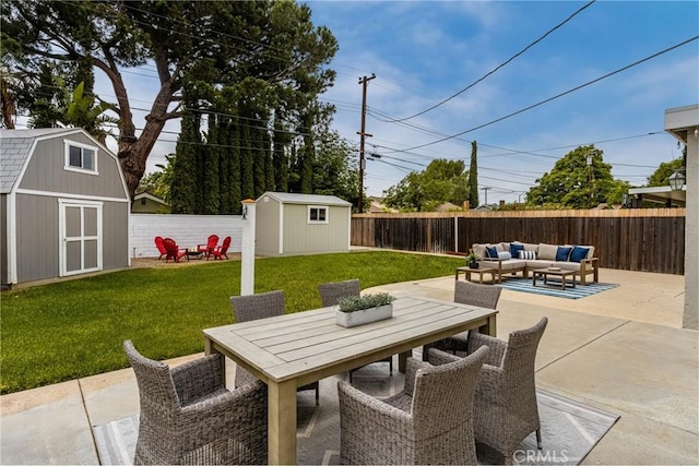 13061 Rosalind Dr, North Tustin, CA 92705 - view of patio with an outdoor hangout area and outdoor dining area