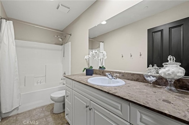 5239 Jade Ct, Lancaster, CA 93536 - bathroom featuring vanity, shower / bathtub combination with curtain, and tile patterned floors