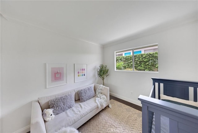 187 S Catalina Ave Unit 4, Pasadena, CA 91106 - bedroom featuring baseboards, crown molding, and wood finished floors