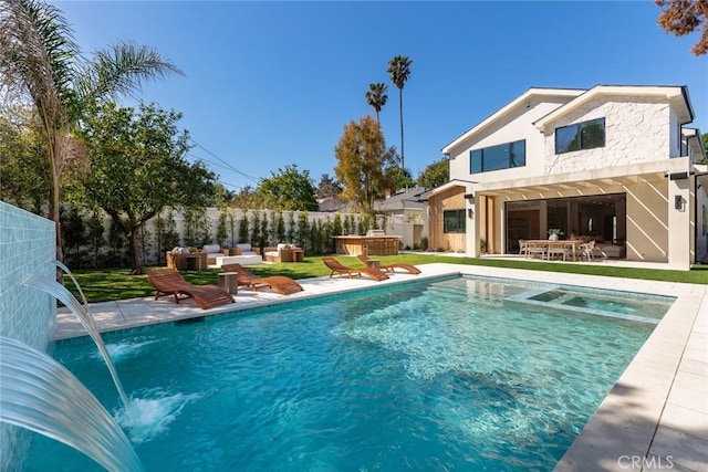 22640 Clarendon St, Woodland Hills, CA 91367 - view of swimming pool featuring a patio and a pool with connected hot tub