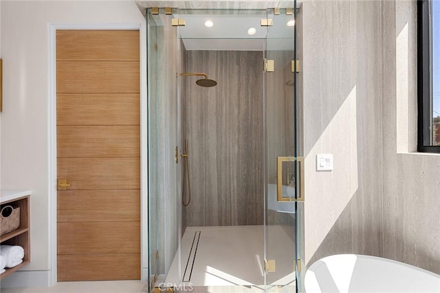 22640 Clarendon St, Woodland Hills, CA 91367 - bathroom with a shower stall and a freestanding tub