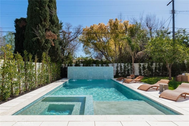 22640 Clarendon St, Woodland Hills, CA 91367 - view of swimming pool with a fenced backyard, a patio area, and a pool with connected hot tub