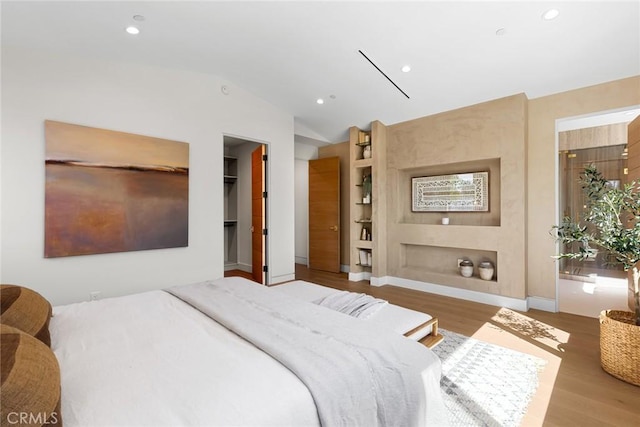 22640 Clarendon St, Woodland Hills, CA 91367 - bedroom with wood finished floors, lofted ceiling, and recessed lighting