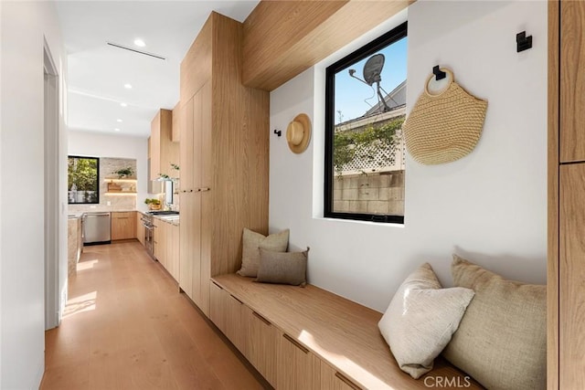 22640 Clarendon St, Woodland Hills, CA 91367 - mudroom with light wood-style flooring and recessed lighting