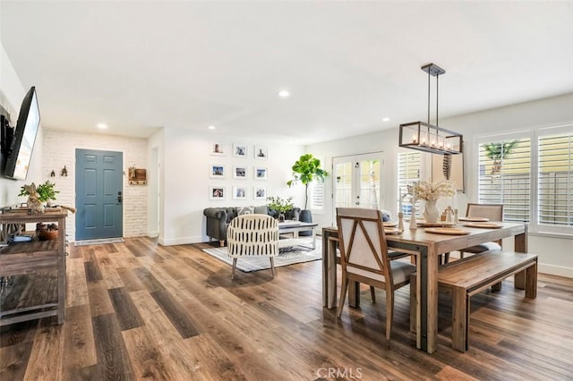 4326 Forest Ranch Rd, Oceanside, CA 92057 - dining room featuring wood finished floors, recessed lighting, baseboards, and french doors