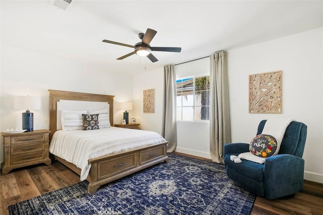 4326 Forest Ranch Rd, Oceanside, CA 92057 - bedroom with dark wood-type flooring, baseboards, and a ceiling fan