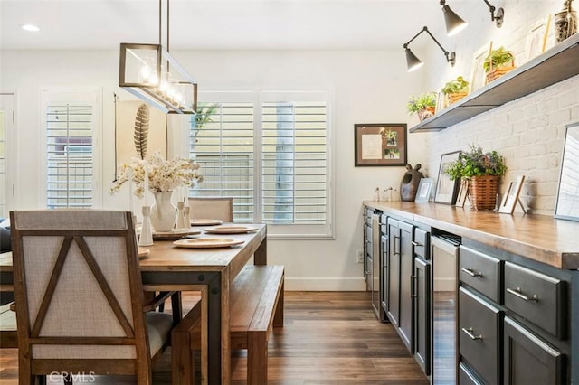 4326 Forest Ranch Rd, Oceanside, CA 92057 - dining area with dark wood-type flooring, baseboards, and recessed lighting