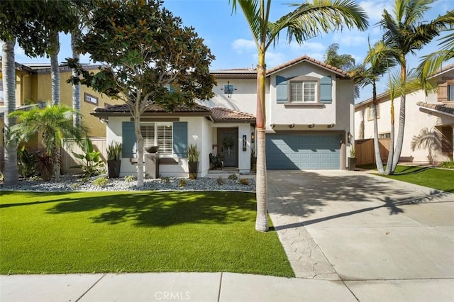 4326 Forest Ranch Rd, Oceanside, CA 92057 - mediterranean / spanish-style home featuring stucco siding, a tile roof, driveway, and an attached garage