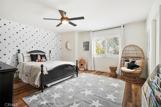 4326 Forest Ranch Rd, Oceanside, CA 92057 - bedroom with wood finished floors, ceiling fan, and baseboards