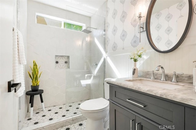 4326 Forest Ranch Rd, Oceanside, CA 92057 - bathroom featuring vanity, toilet, a walk in shower, and tile patterned floors