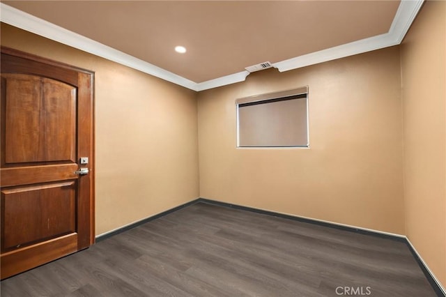 10610 Oak Tree Way, Sunland, CA 91040 - unfurnished room with crown molding, dark wood-style floors, recessed lighting, and baseboards