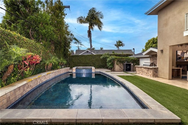 3141 Hillrose Dr, Rossmoor, CA 90720 - view of swimming pool featuring area for grilling, a patio area, and a pool with connected hot tub