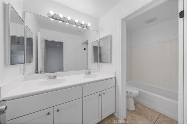 1568 Burns Ln, San Jacinto, CA 92335 - bathroom featuring double vanity, toilet, and tile patterned flooring