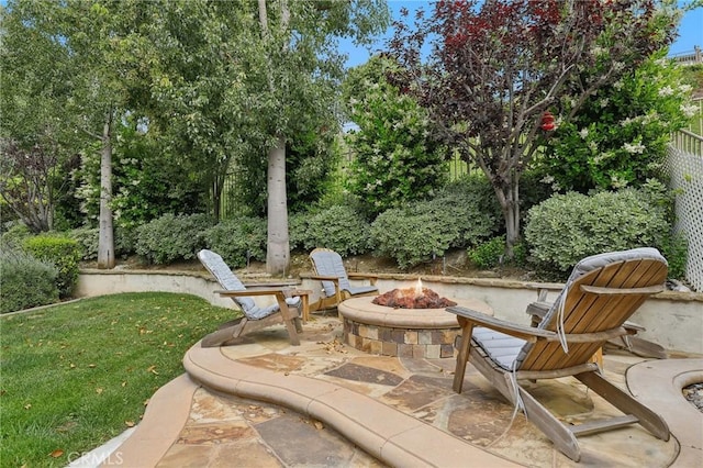 103 Corte Tierra Bella, San Clemente, CA 92673 - view of patio / terrace featuring an outdoor fire pit and view of wooded area